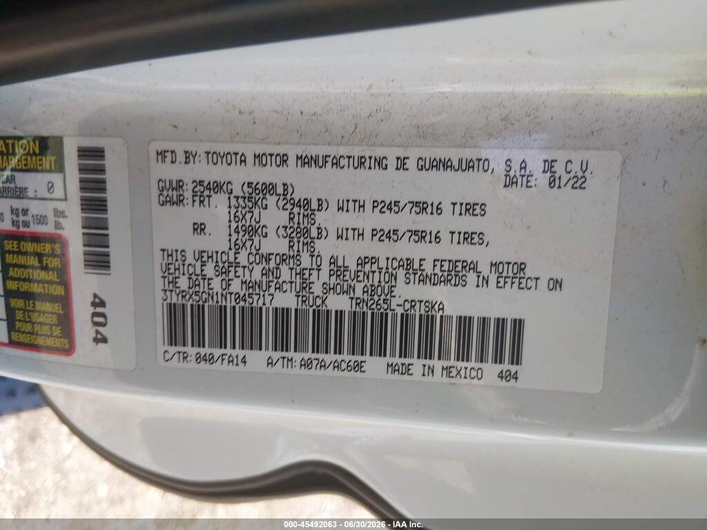 3TYRX5GN1NT045717 2022 TOYOTA TACOMA photo no. 9