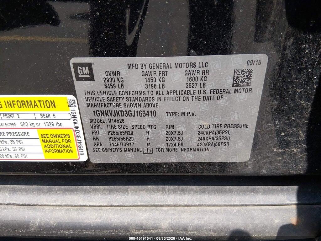 1GNKVJKD3GJ165410 2016 CHEVROLET TRAVERSE photo no. 9