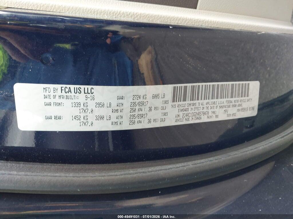 2C4RC1DG2HR578470 2017 CHRYSLER PACIFICA photo no. 9