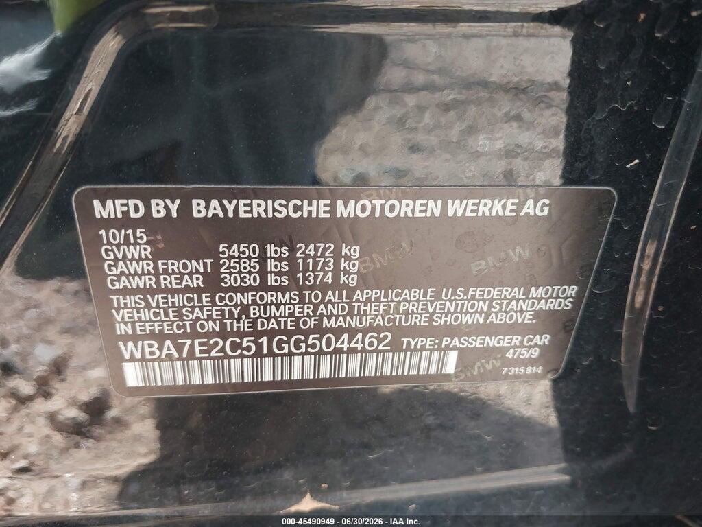 WBA7E2C51GG504462 2016 BMW 740I photo no. 9