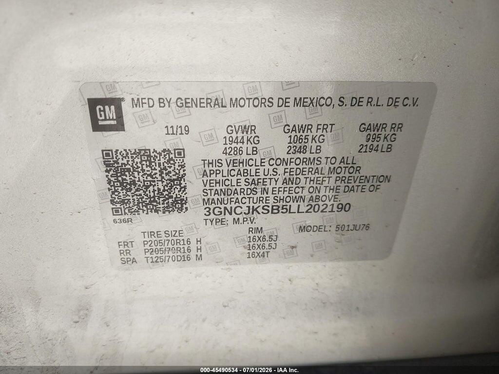 3GNCJKSB5LL202190 2020 CHEVROLET TRAX photo no. 9
