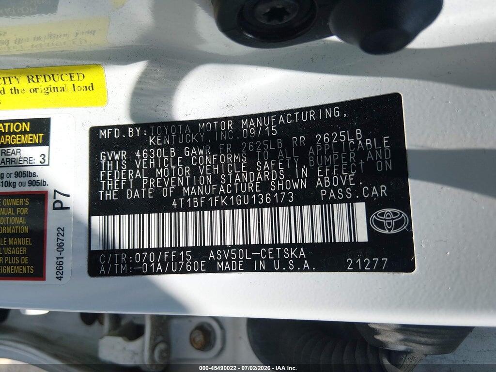 4T1BF1FK1GU136173 2016 TOYOTA CAMRY photo no. 9
