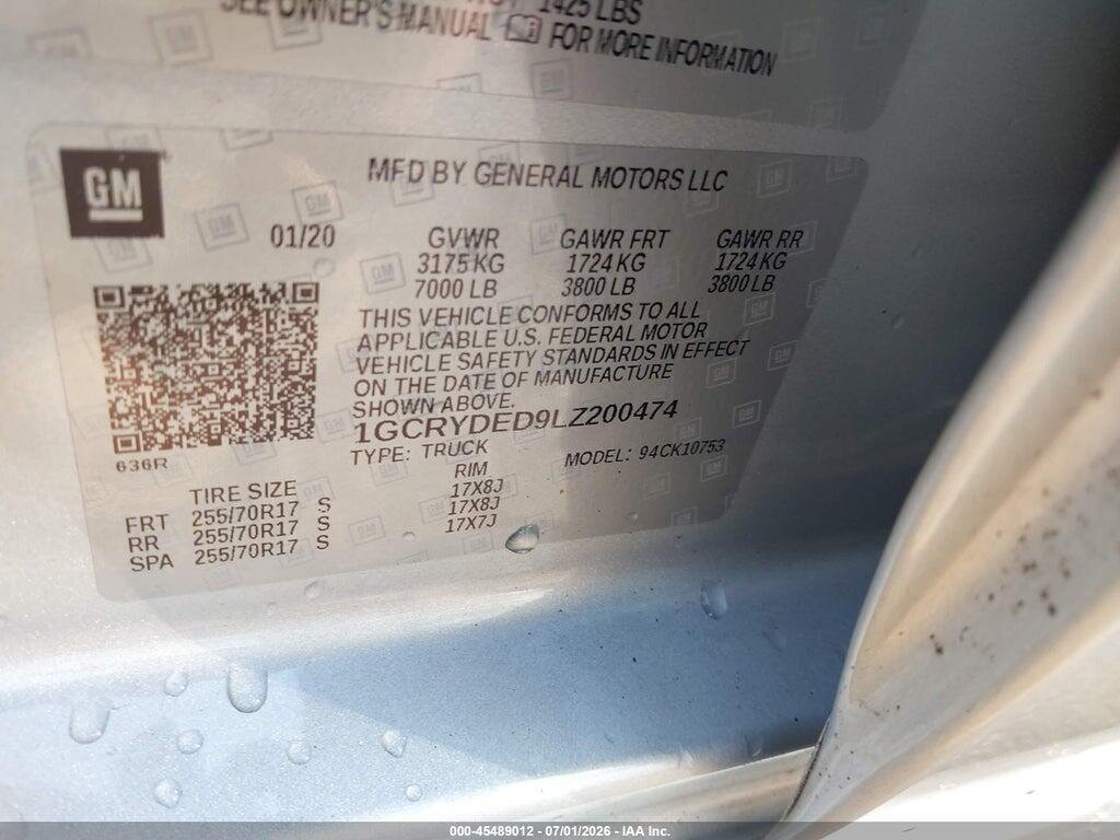 1GCRYDED9LZ200474 2020 CHEVROLET SILVERADO 1500 photo no. 9