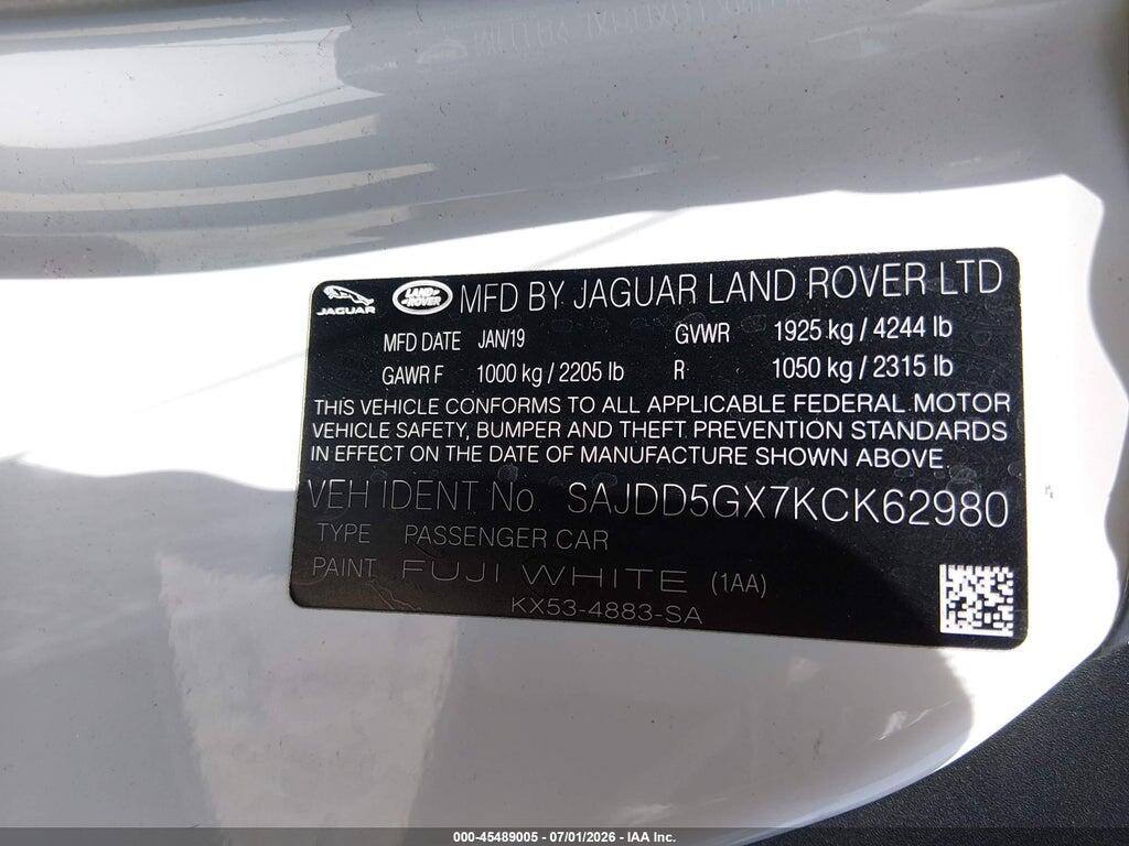 SAJDD5GX7KCK62980 2019 JAGUAR F-TYPE photo no. 9