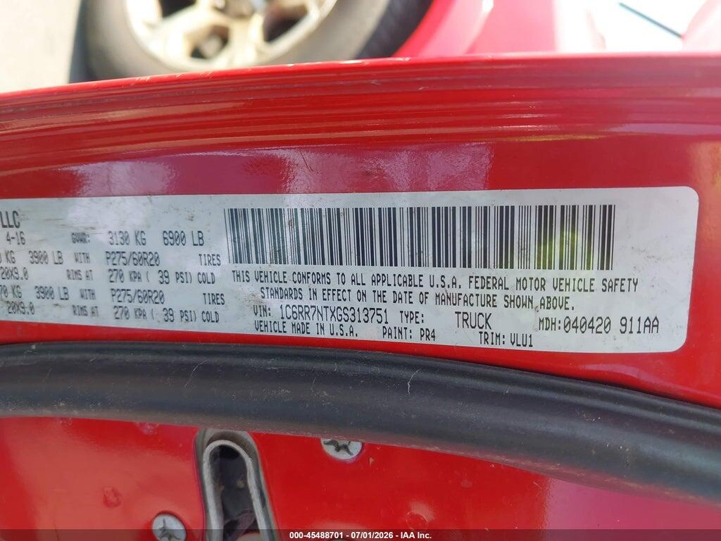1C6RR7NTXGS313751 2016 RAM 1500 photo no. 9