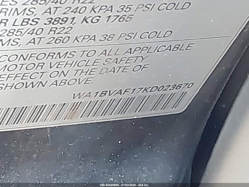 WA1BVAF17KD023670 2019 AUDI Q8 photo no. 9