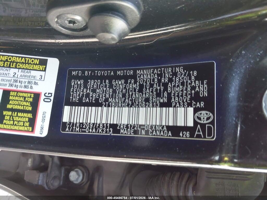 2T1BURHE7JC062813 2018 TOYOTA COROLLA photo no. 9