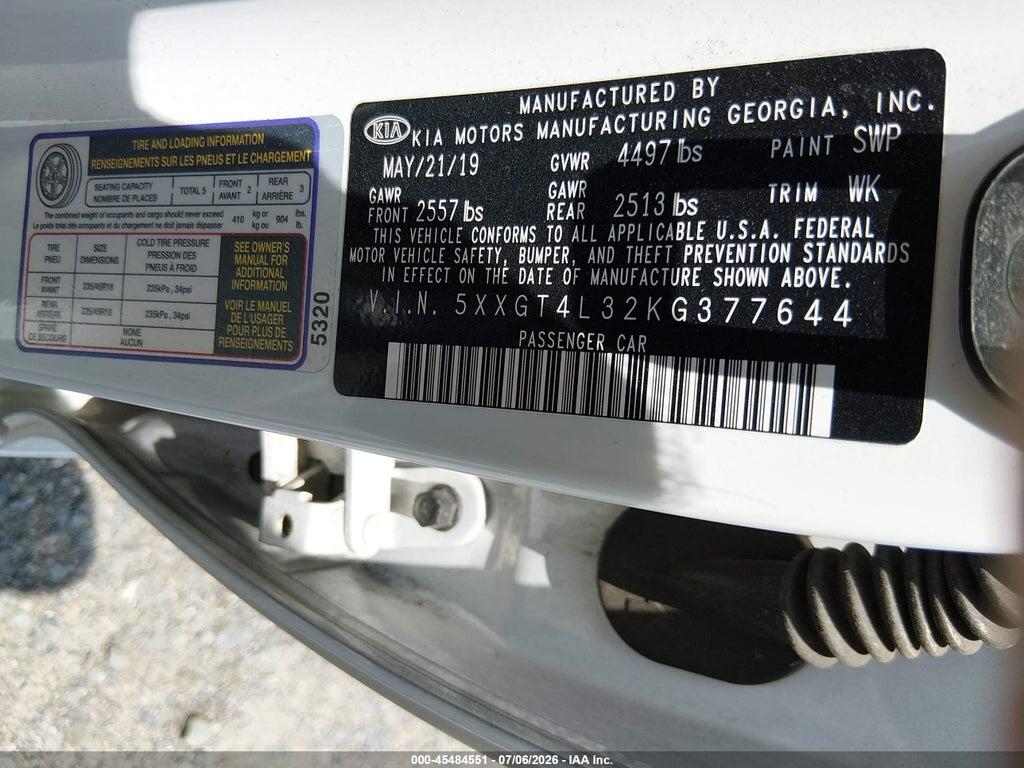 5XXGT4L32KG377644 2019 KIA OPTIMA photo no. 9