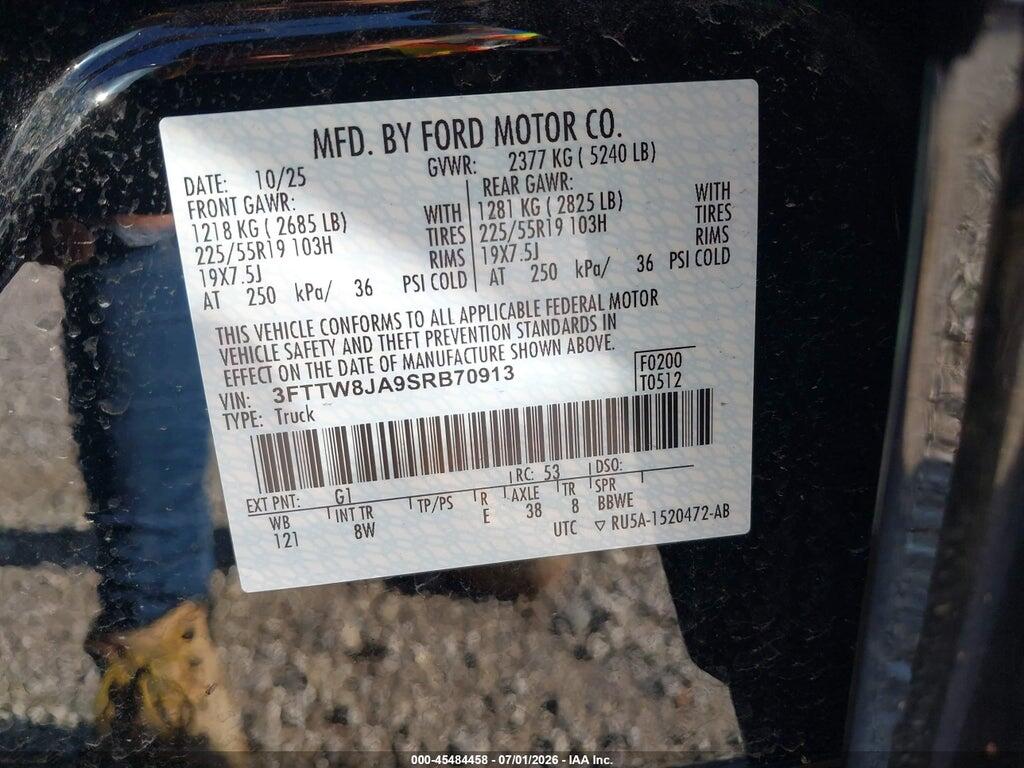 3FTTW8JA9SRB70913 2025 FORD MAVERICK photo no. 9