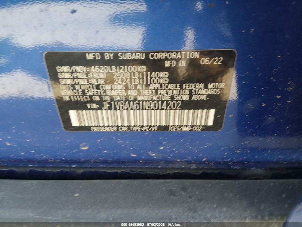 JF1VBAA61N9014202 2022 SUBARU WRX photo no. 9