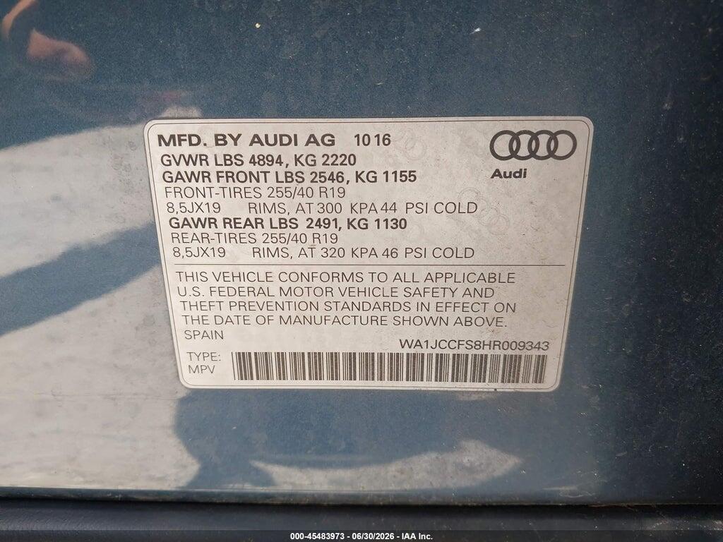 WA1JCCFS8HR009343 2017 AUDI Q3 photo no. 9