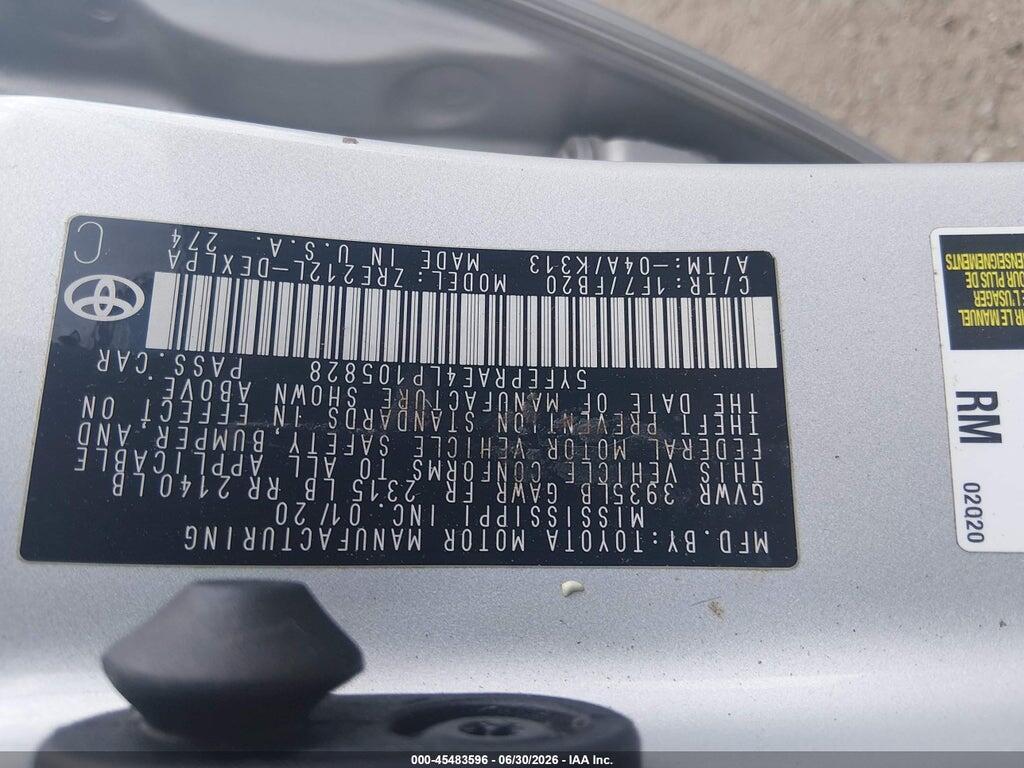 5YFEPRAE4LP105828 2020 TOYOTA COROLLA photo no. 9