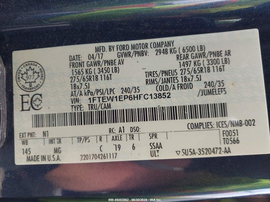 1FTEW1EP6HFC13852 2017 FORD F-150 photo no. 9