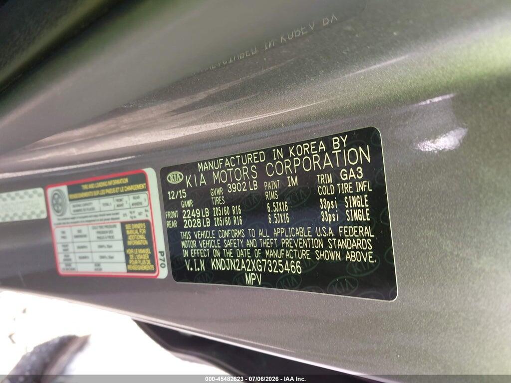 KNDJN2A2XG7325466 2016 KIA SOUL photo no. 9
