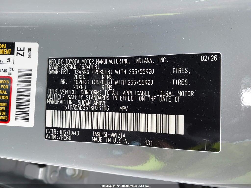 5TDADAB56TS036106 2026 TOYOTA GRAND HIGHLANDER HYBRID photo no. 9