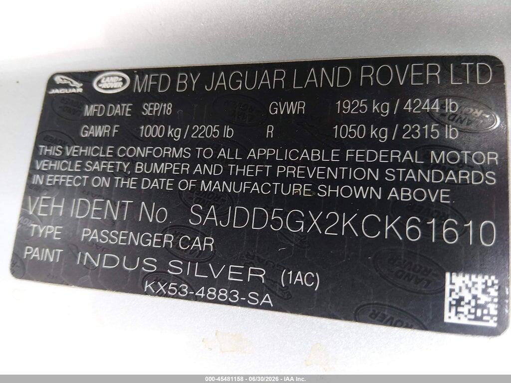 SAJDD5GX2KCK61610 2019 JAGUAR F-TYPE photo no. 9