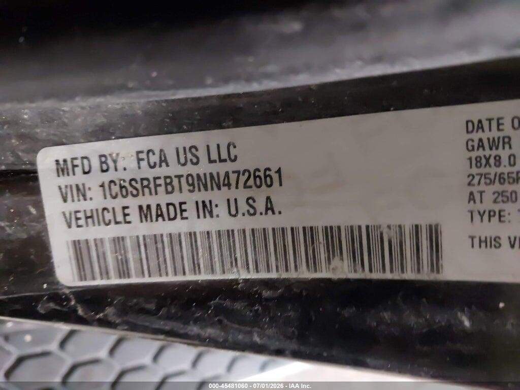 1C6SRFBT9NN472661 2022 RAM 1500 photo no. 9