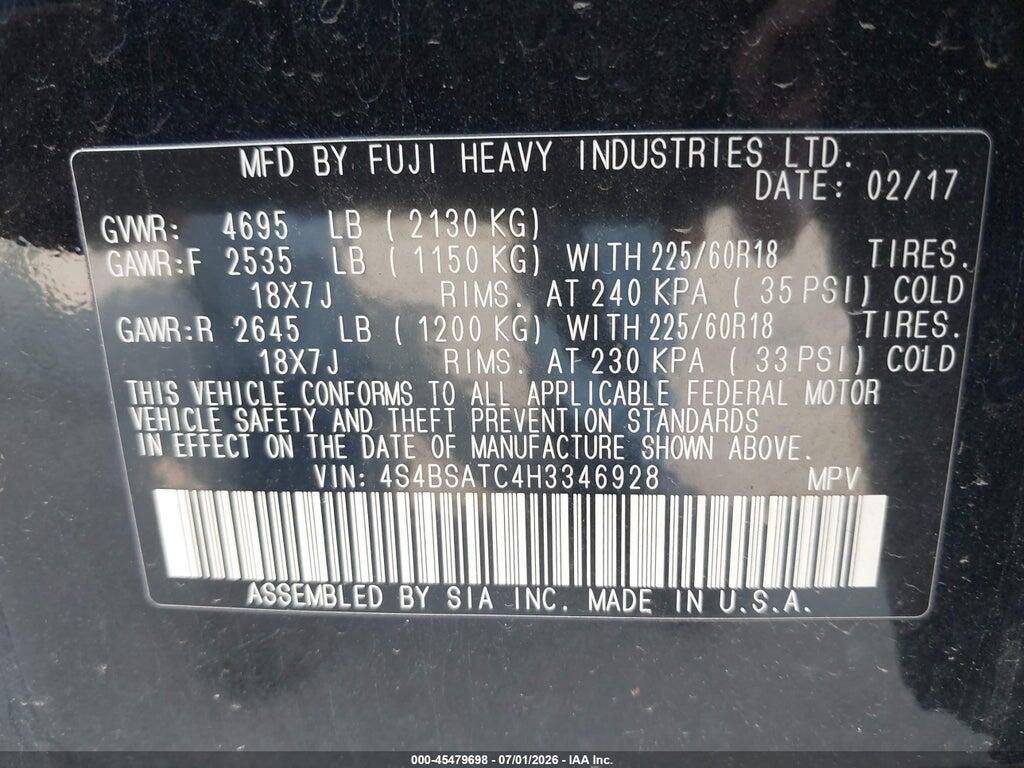 4S4BSATC4H3346928 2017 SUBARU OUTBACK photo no. 9