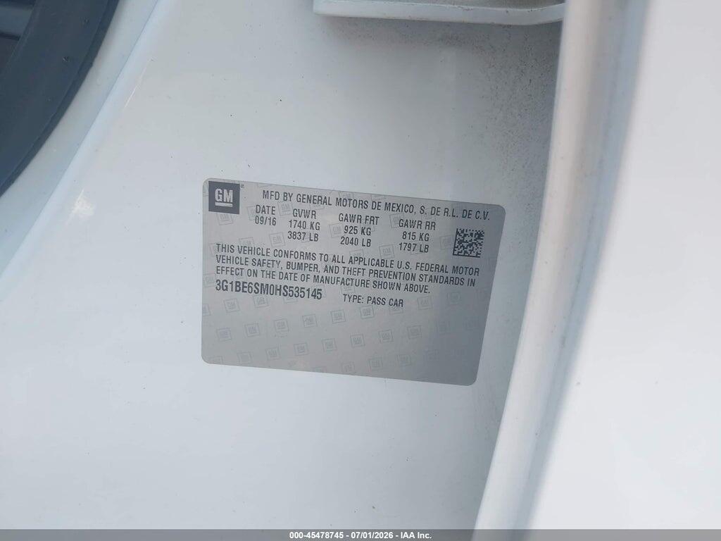 3G1BE6SM0HS535145 2017 CHEVROLET CRUZE photo no. 9