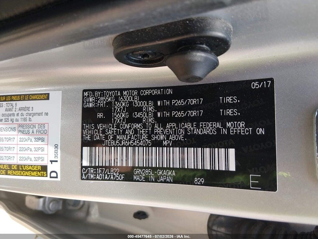 JTEBU5JR6H5454075 2017 TOYOTA 4RUNNER photo no. 9