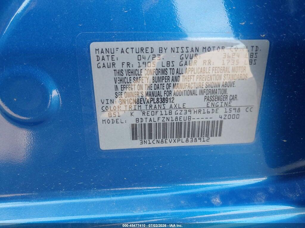 3N1CN8EVXPL838912 2023 NISSAN VERSA photo no. 9