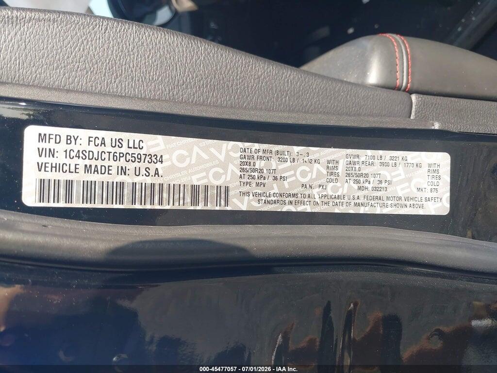 1C4SDJCT6PC597334 2023 DODGE DURANGO photo no. 9