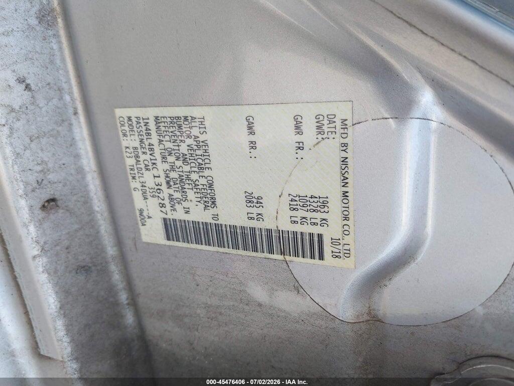 1N4BL4BV1KC136287 2019 NISSAN ALTIMA photo no. 9