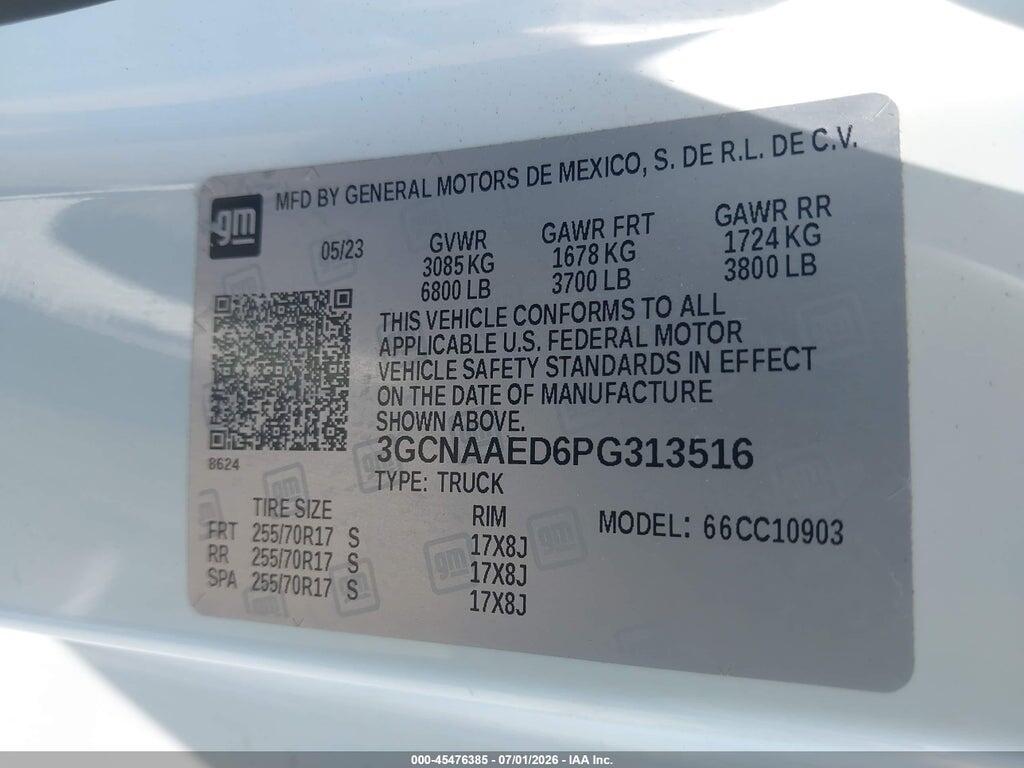 3GCNAAED6PG313516 2023 CHEVROLET SILVERADO 1500 photo no. 9