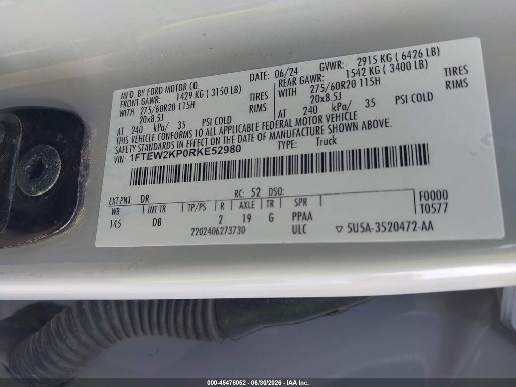 1FTEW2KP0RKE52980 2024 FORD F-150 photo no. 9