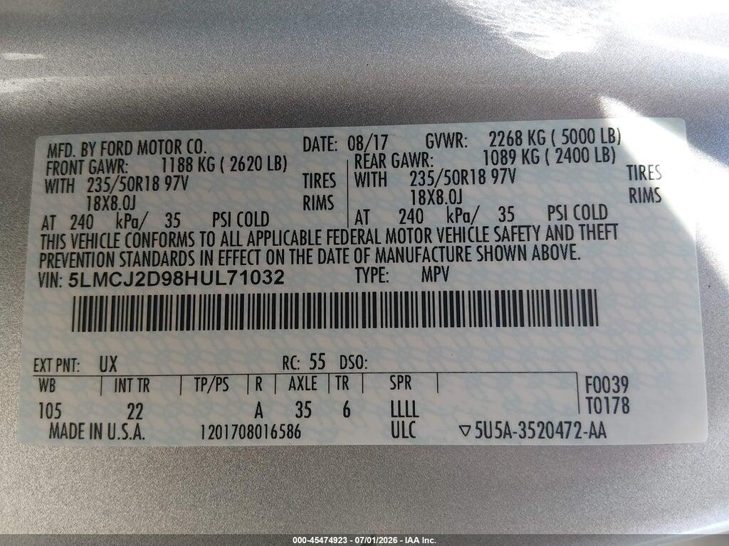 5LMCJ2D98HUL71032 2017 LINCOLN MKC photo no. 9