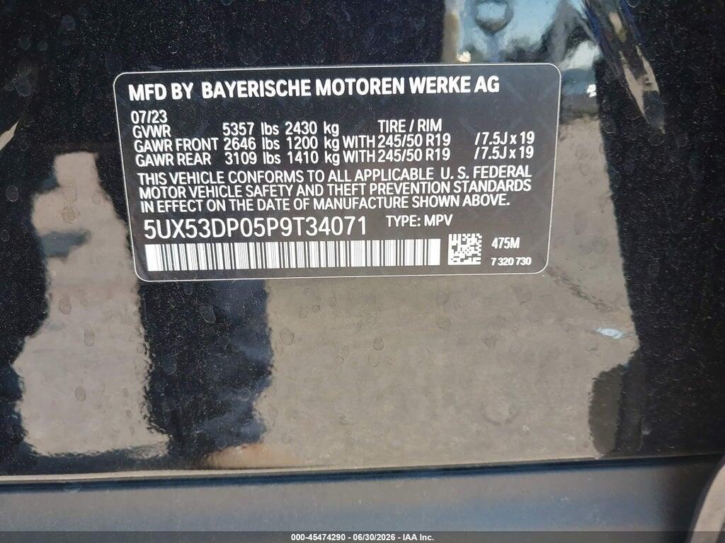 5UX53DP05P9T34071 2023 BMW X3 photo no. 9