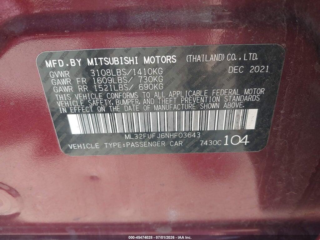 ML32FUFJ6NHF03643 2022 MITSUBISHI MIRAGE G4 photo no. 9