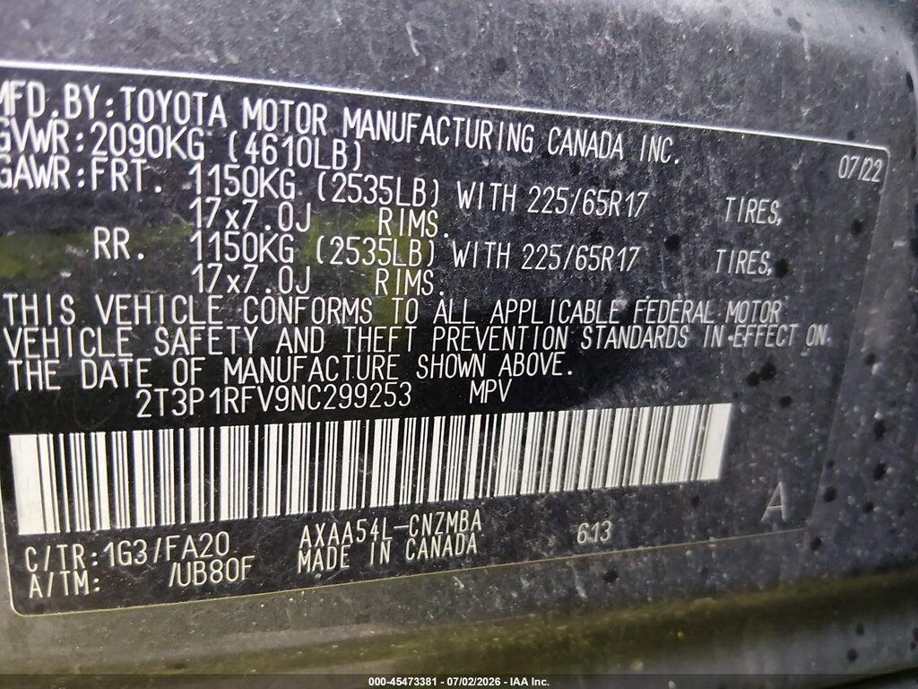 2T3P1RFV9NC299253 2022 TOYOTA RAV4 photo no. 9