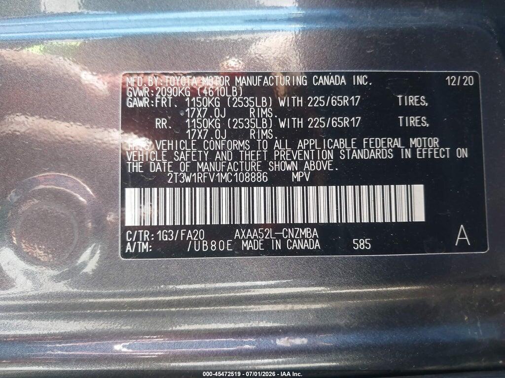 2T3W1RFV1MC108886 2021 TOYOTA RAV4 photo no. 9
