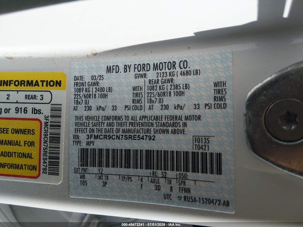 3FMCR9CN7SRE54792 2025 FORD BRONCO SPORT photo no. 9