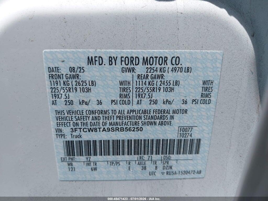 3FTCW8TA9SRB56250 2025 FORD MAVERICK photo no. 9