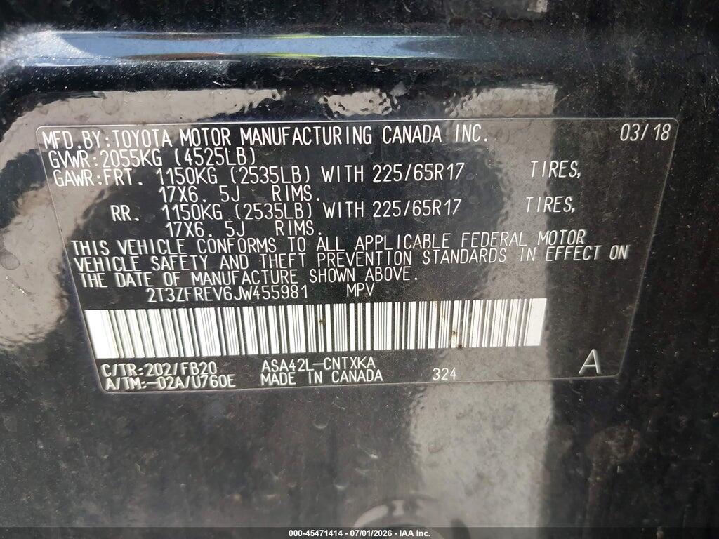 2T3ZFREV6JW455981 2018 TOYOTA RAV4 photo no. 9