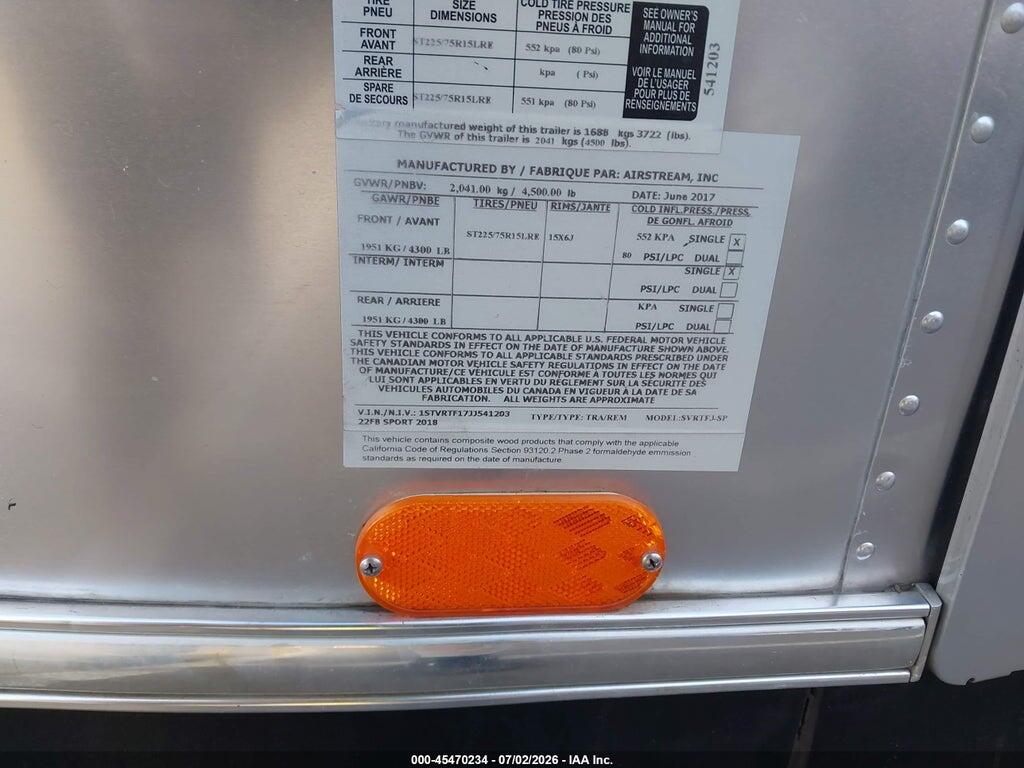 1STVRTF17JJ541203 2018 AIRSTREAM OTHER photo no. 9