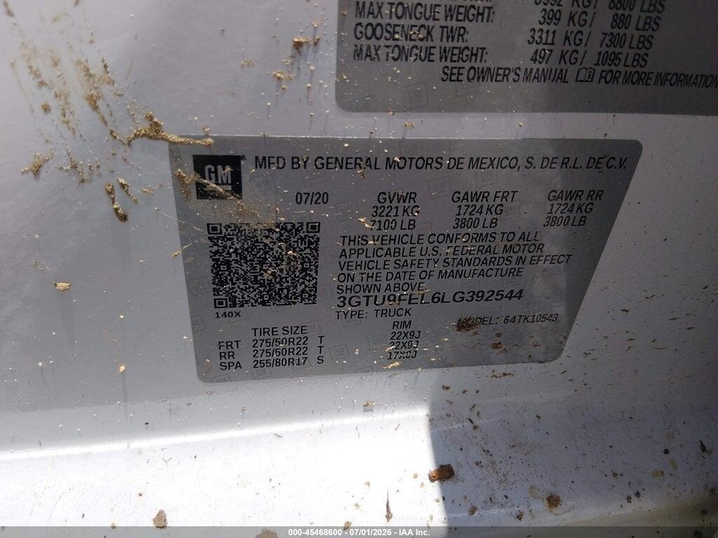 3GTU9FEL6LG392544 2020 GMC SIERRA 1500 photo no. 9