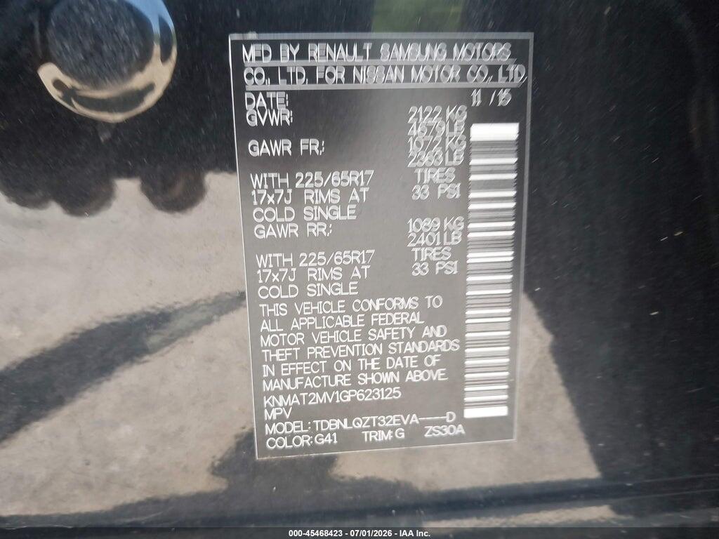 KNMAT2MV1GP623125 2016 NISSAN ROGUE photo no. 9