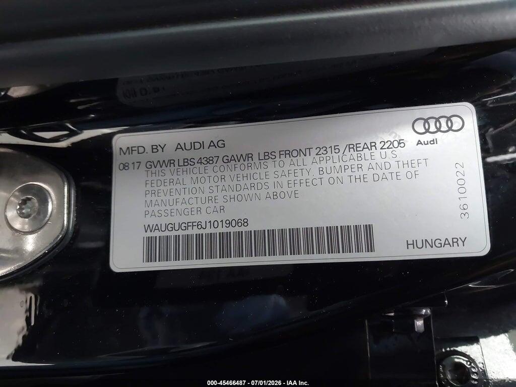 WAUGUGFF6J1019068 2018 AUDI A3 photo no. 9