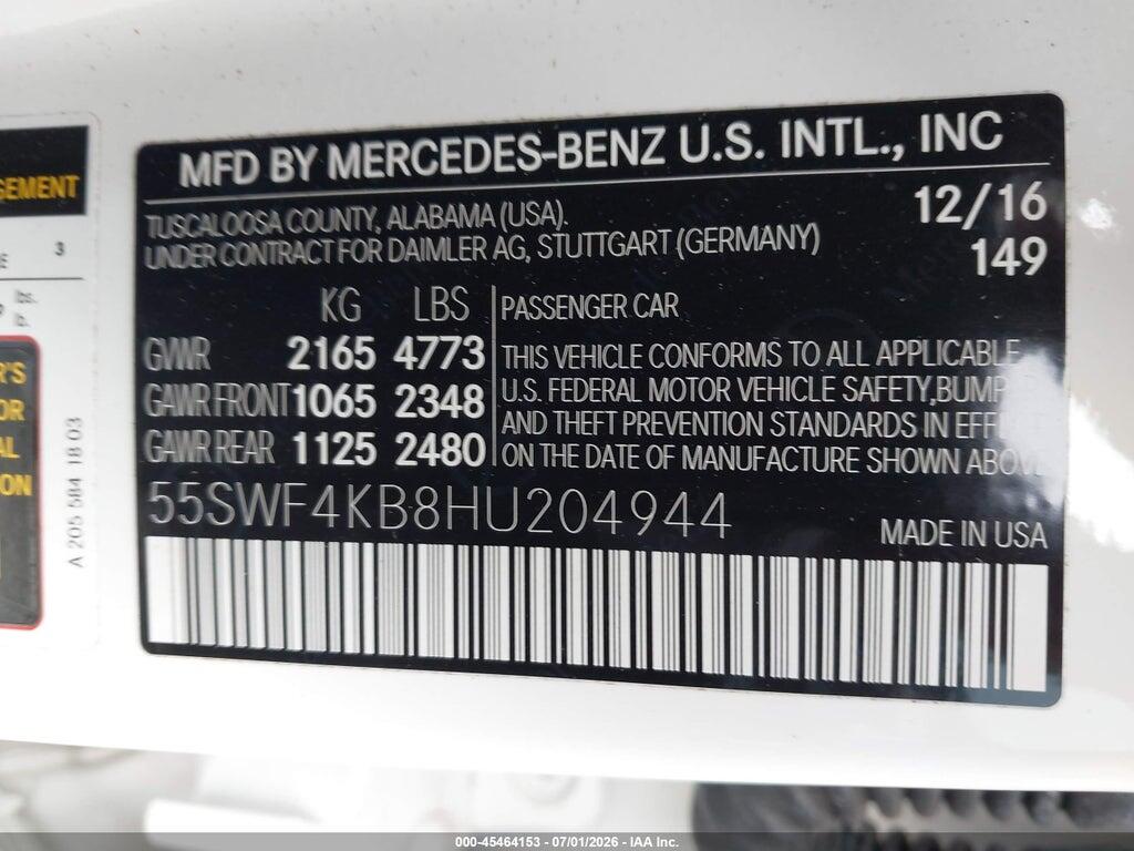 55SWF4KB8HU204944 2017 MERCEDES-BENZ C 300 photo no. 9