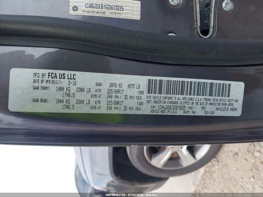 1C4NJDEB1GD673225 2016 JEEP COMPASS photo no. 9