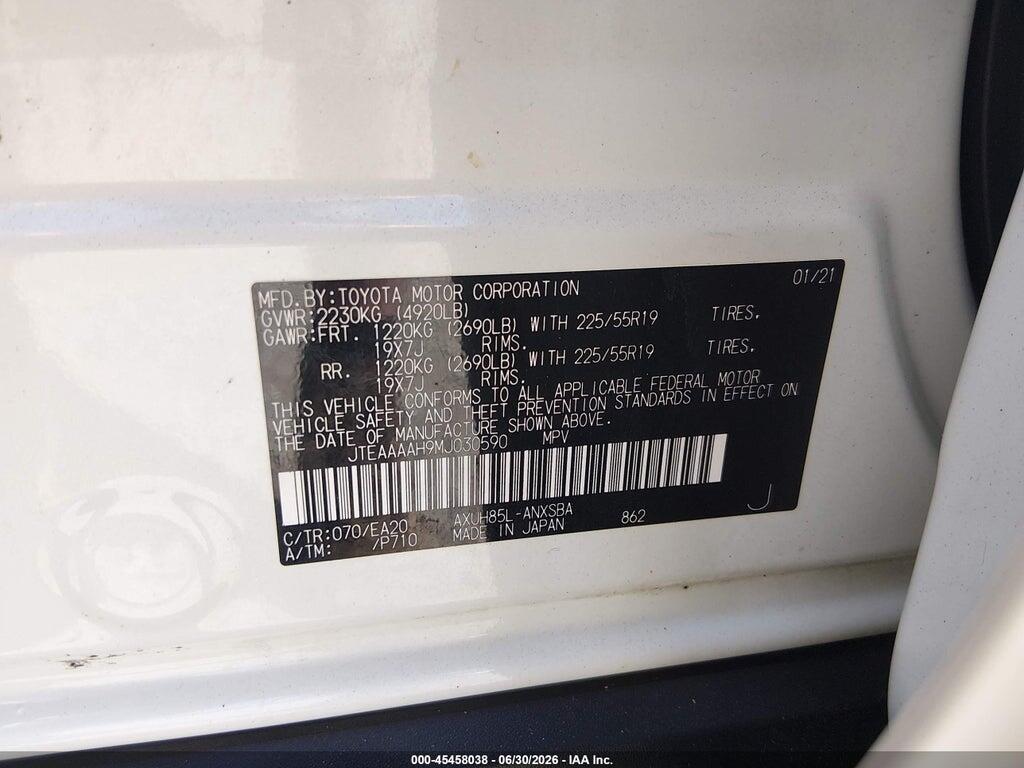JTEAAAAH9MJ030590 2021 TOYOTA VENZA photo no. 9