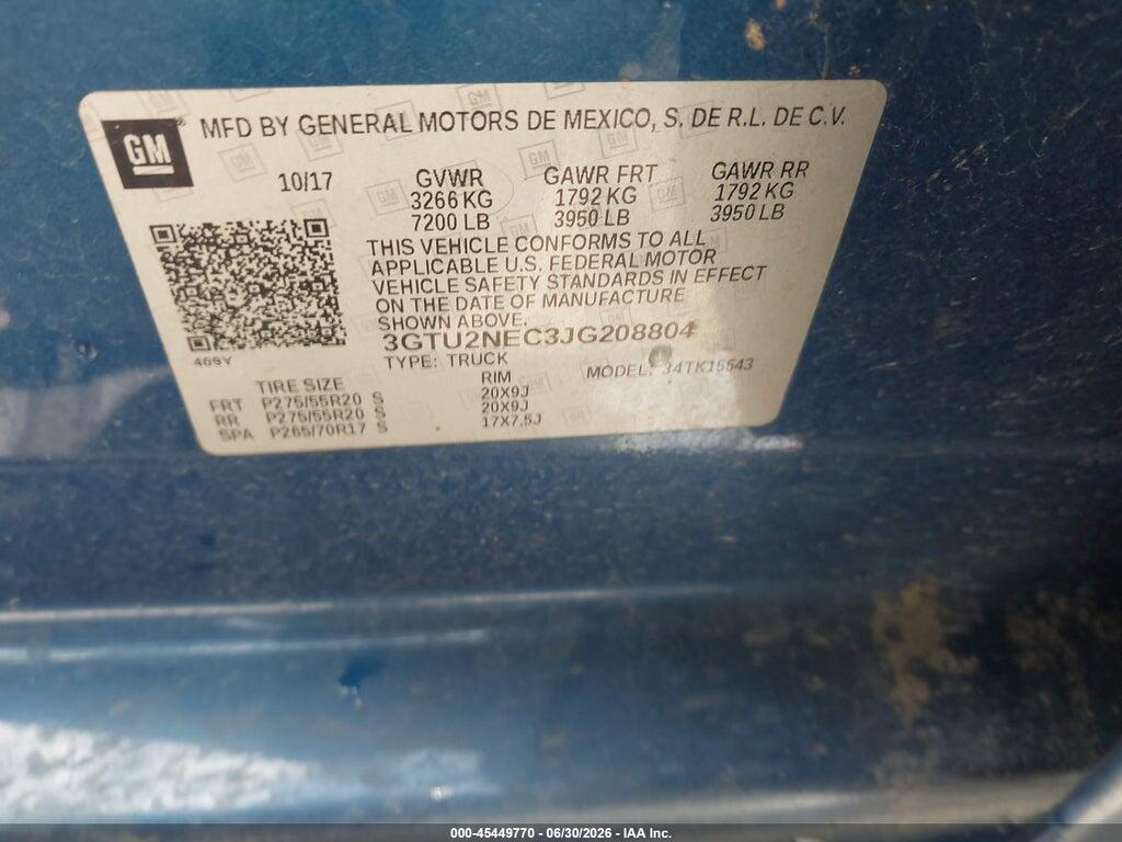 3GTU2NEC3JG208804 2018 GMC SIERRA 1500 photo no. 9