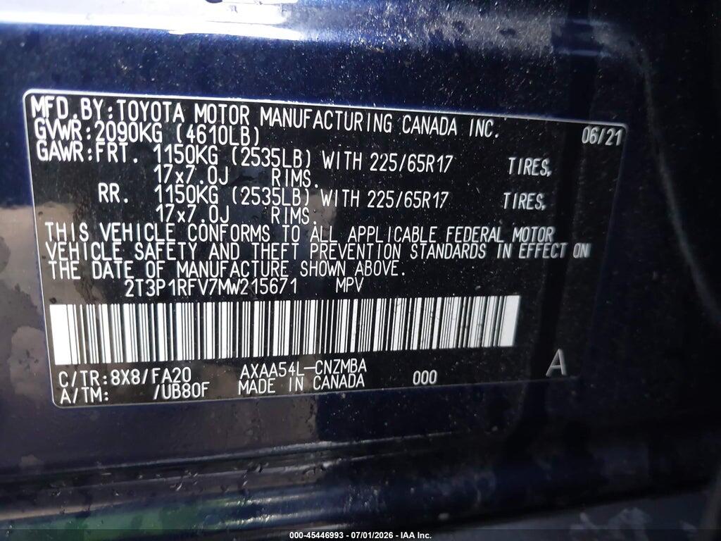 2T3P1RFV7MW215671 2021 TOYOTA RAV4 photo no. 9