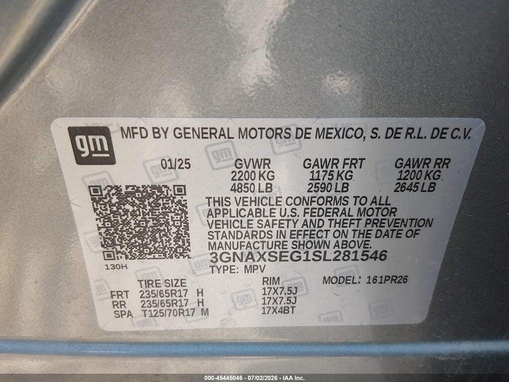 3GNAXSEG1SL281546 2025 CHEVROLET EQUINOX photo no. 9