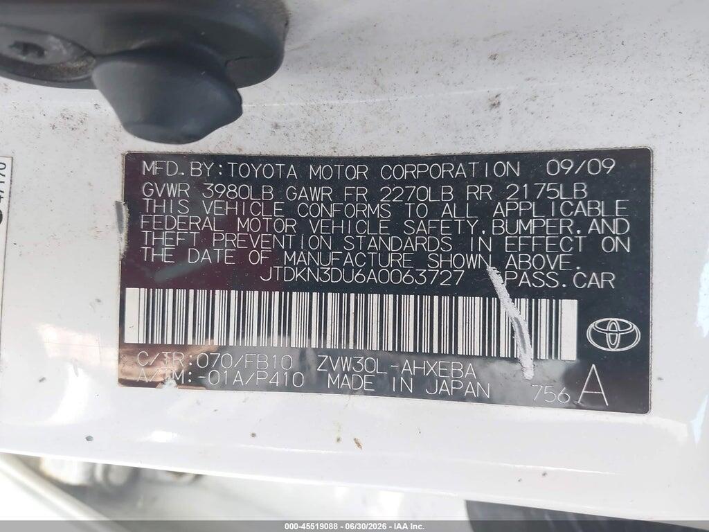JTDKN3DU6A0063727 2010 TOYOTA PRIUS photo no. 9