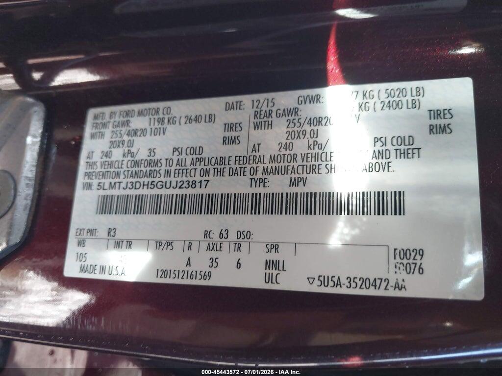 5LMTJ3DH5GUJ23817 2016 LINCOLN MKC photo no. 9