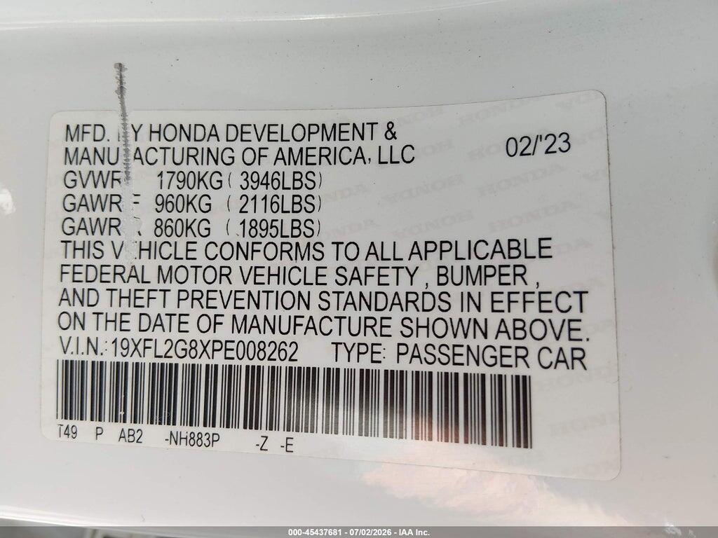 19XFL2G8XPE008262 2023 HONDA CIVIC photo no. 9